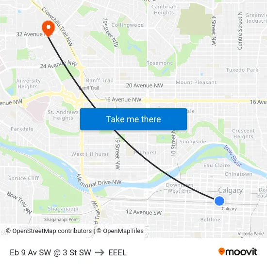 Eb 9 Av SW @ 3 St SW to EEEL map