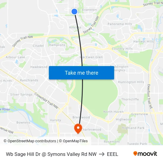 Wb Sage Hill Dr @ Symons Valley Rd NW to EEEL map