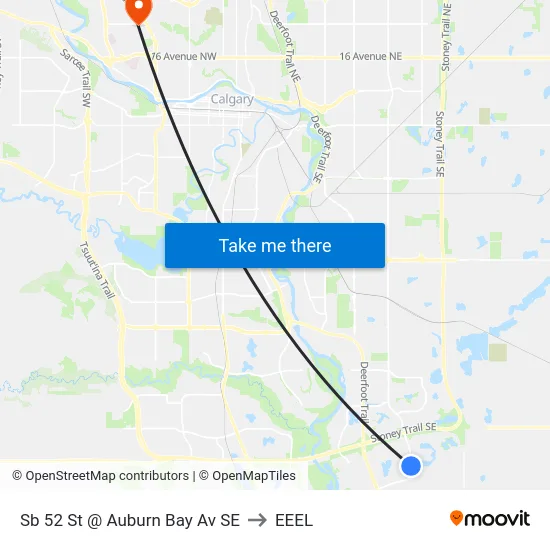Sb 52 St @ Auburn Bay Av SE to EEEL map