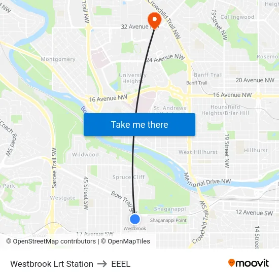 Westbrook Lrt Station to EEEL map