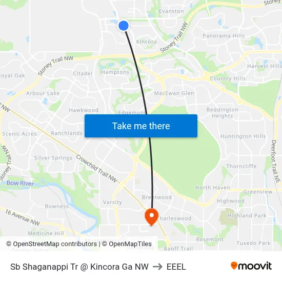 Sb Shaganappi Tr @ Kincora Ga NW to EEEL map