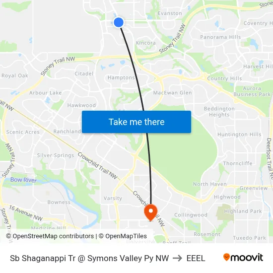 Sb Shaganappi Tr @ Symons Valley Py NW to EEEL map