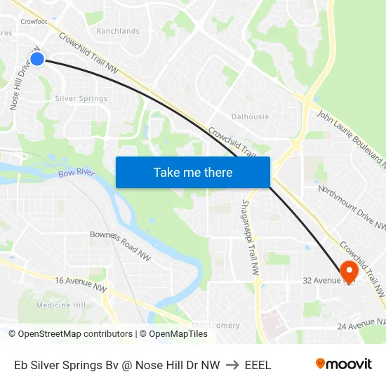 Eb Silver Springs Bv @ Nose Hill Dr NW to EEEL map