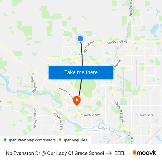 Nb Evanston Dr @ Our Lady Of Grace School to EEEL map