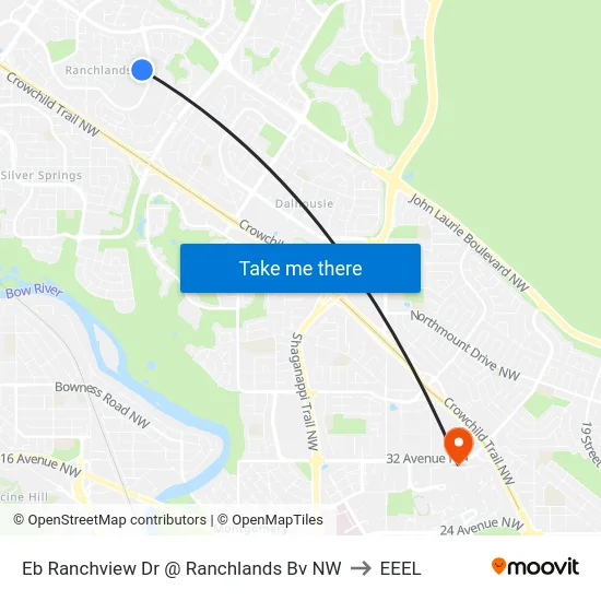 Eb Ranchview Dr @ Ranchlands Bv NW to EEEL map