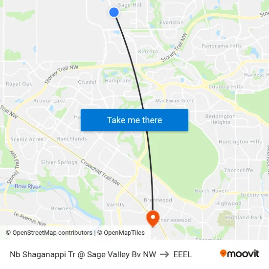 Nb Shaganappi Tr @ Sage Valley Bv NW to EEEL map