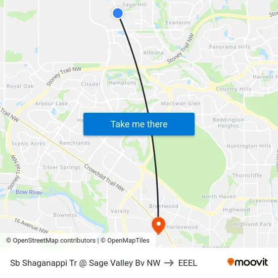Sb Shaganappi Tr @ Sage Valley Bv NW to EEEL map