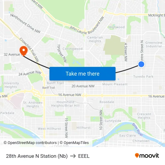 28th Avenue N Station (Nb) to EEEL map