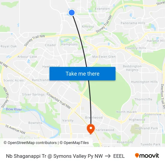 Nb Shaganappi Tr @ Symons Valley Py NW to EEEL map