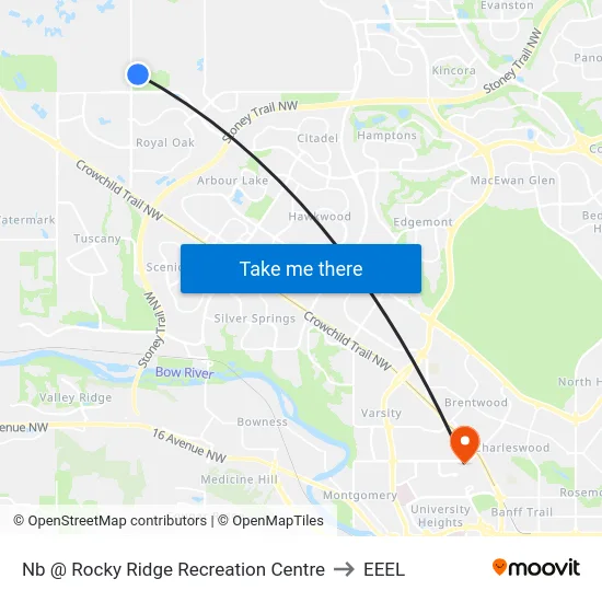 Nb @ Rocky Ridge Recreation Centre to EEEL map