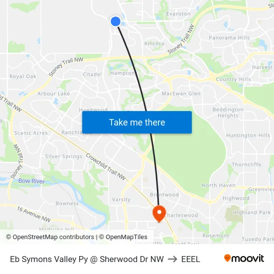 Eb Symons Valley Py @ Sherwood Dr NW to EEEL map