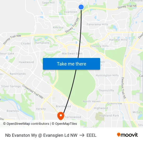 Nb Evanston Wy @ Evansglen  Ld NW to EEEL map