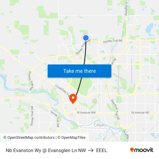 Nb Evanston Wy @ Evansglen Ln  NW to EEEL map