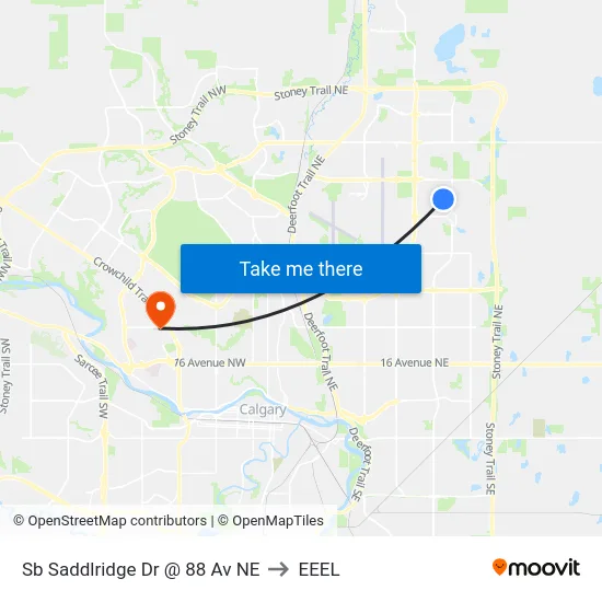 Sb Saddlridge Dr @ 88 Av NE to EEEL map