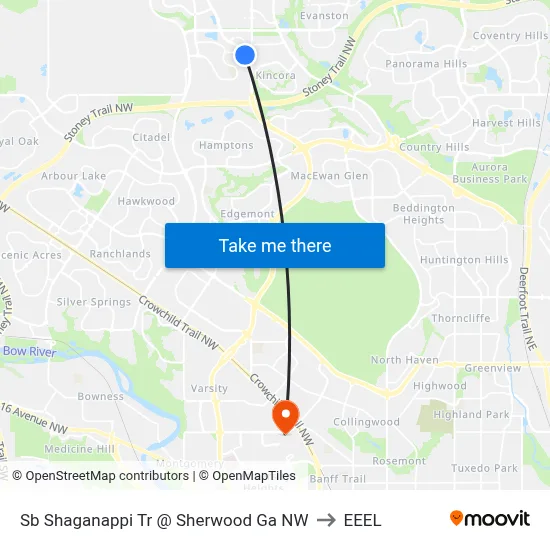 Sb Shaganappi Tr @ Sherwood Ga NW to EEEL map