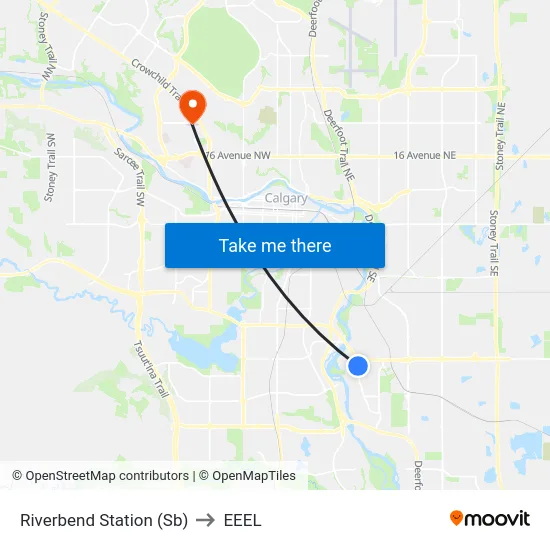 Riverbend Station (Sb) to EEEL map