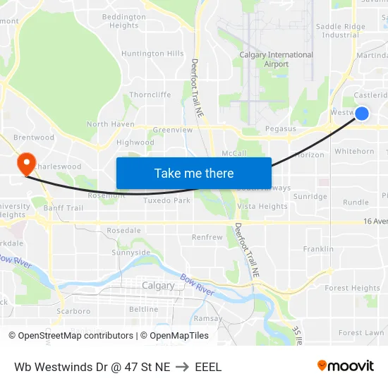 Wb Westwinds Dr @ 47 St NE to EEEL map