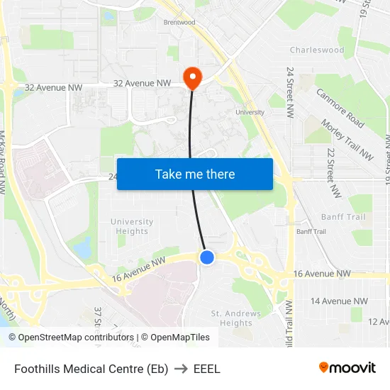 Foothills Medical Centre (Eb) to EEEL map