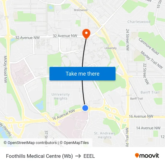 Foothills Medical Centre (Wb) to EEEL map