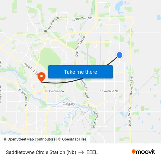 Saddletowne Circle Station (Nb) to EEEL map