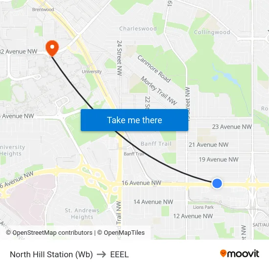 North Hill Station (Wb) to EEEL map