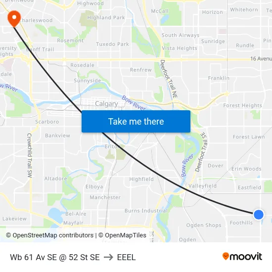 Wb 61 Av SE @ 52 St SE to EEEL map