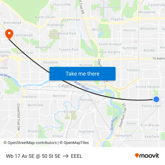 Wb 17 Av SE @ 50 St SE to EEEL map