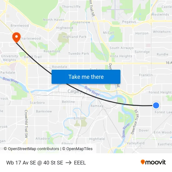 Wb 17 Av SE @ 40 St SE to EEEL map