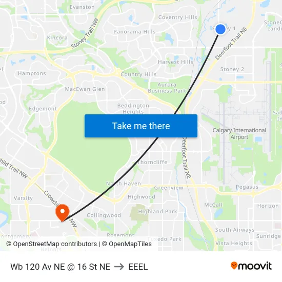 Wb 120 Av NE @ 16 St NE to EEEL map