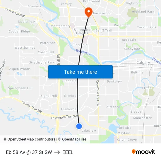 Eb 58 Av @ 37 St SW to EEEL map
