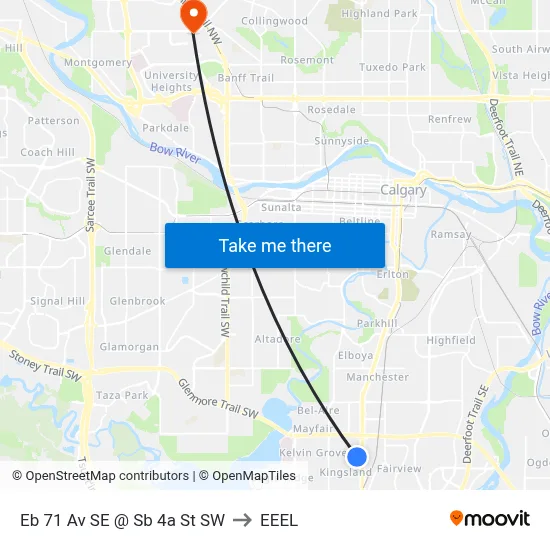 Eb 71 Av SE @ Sb 4a St SW to EEEL map
