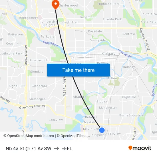 Nb 4a St @ 71 Av SW to EEEL map