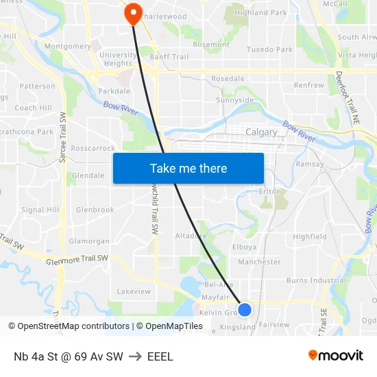 Nb 4a St @ 69 Av SW to EEEL map