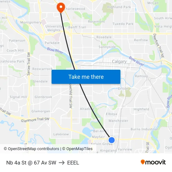 Nb 4a St @ 67 Av SW to EEEL map