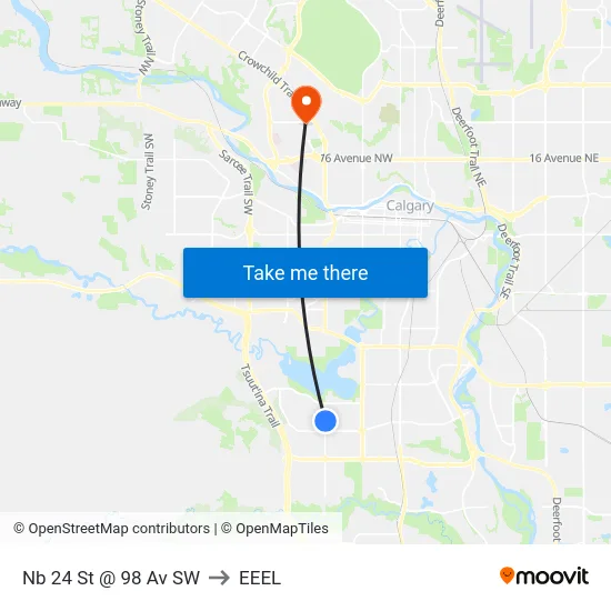 Nb 24 St @ 98 Av SW to EEEL map
