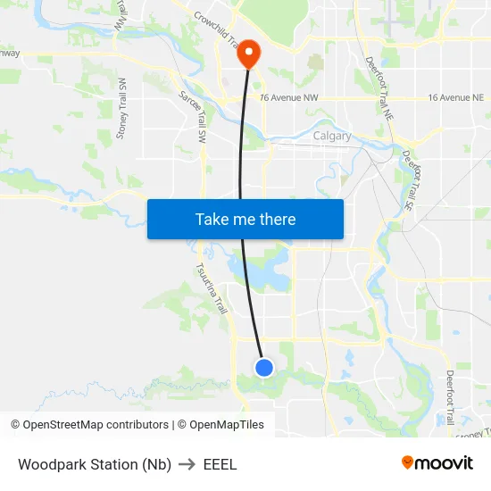 Woodpark Station (Nb) to EEEL map