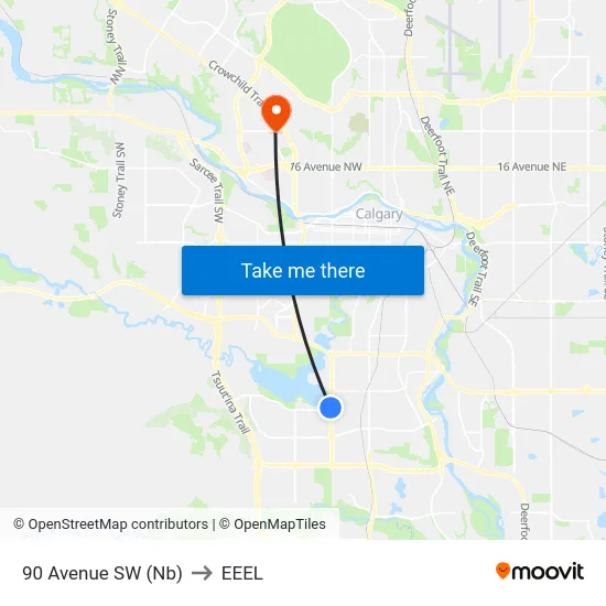 90 Avenue SW (Nb) to EEEL map