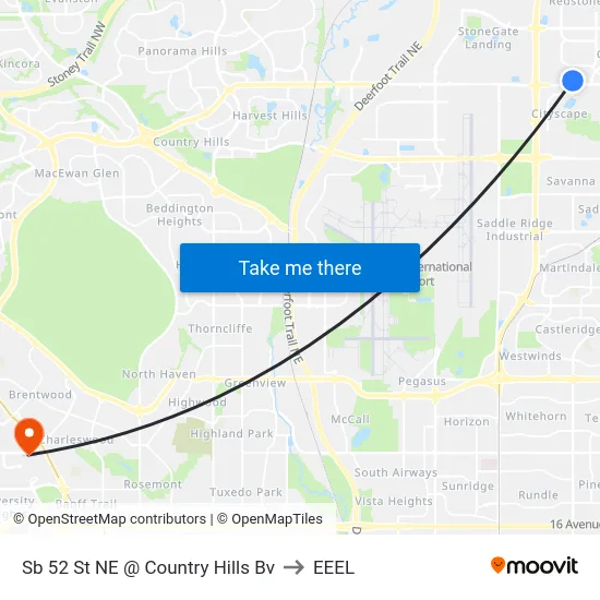 Sb 52 St NE @ Country Hills Bv to EEEL map