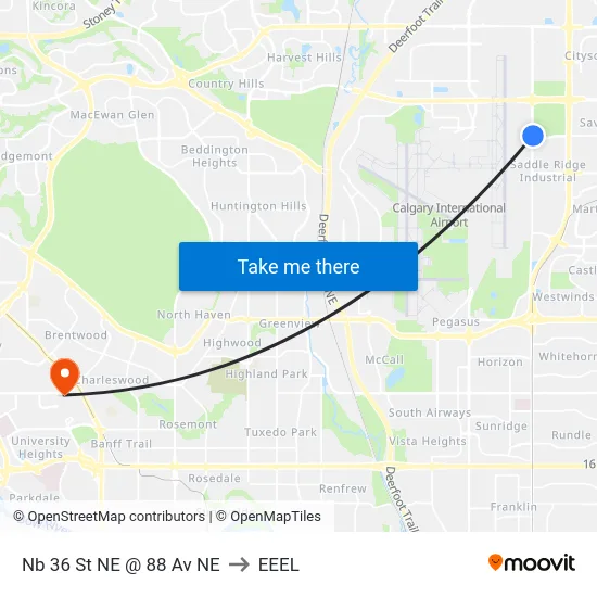 Nb 36 St NE @ 88 Av NE to EEEL map