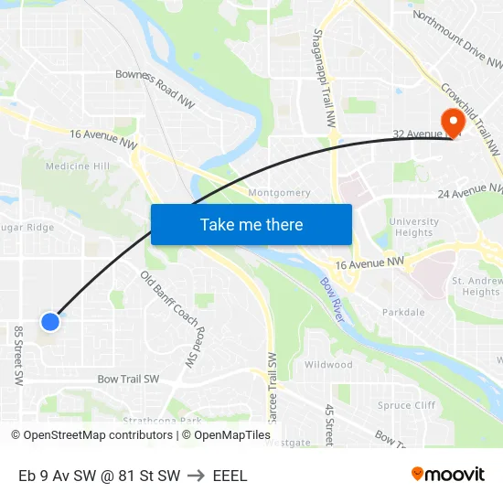 Eb 9 Av SW @ 81 St SW to EEEL map