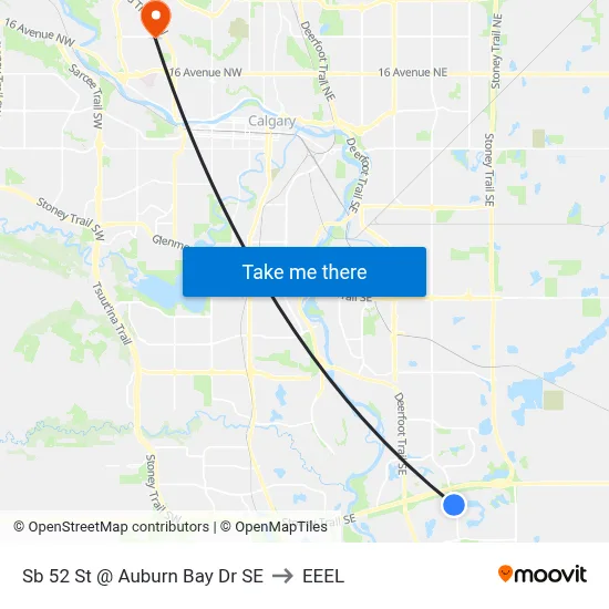 Sb 52 St @ Auburn Bay Dr SE to EEEL map