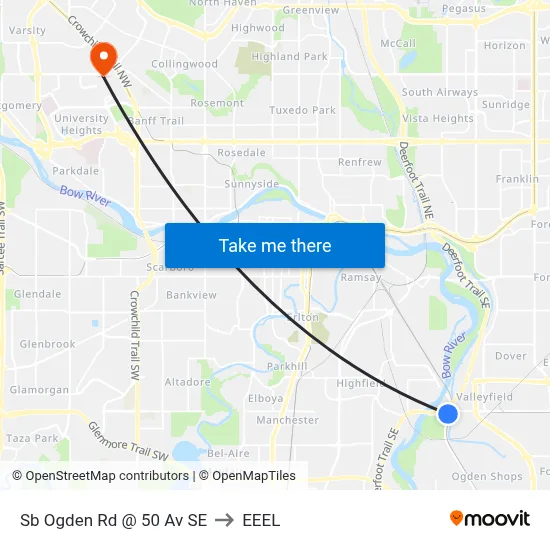 Sb Ogden Rd @ 50 Av SE to EEEL map