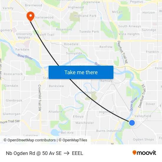 Nb Ogden Rd @ 50 Av SE to EEEL map