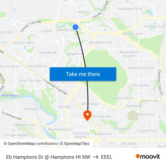 Eb Hamptons Dr @ Hamptons Ht NW to EEEL map