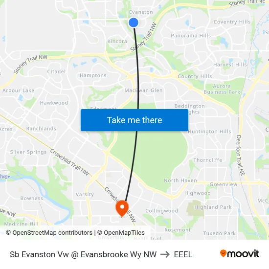 Sb Evanston Vw @ Evansbrooke Wy NW to EEEL map