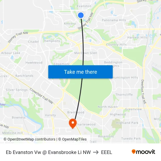 Eb Evanston Vw @ Evansbrooke Li NW to EEEL map