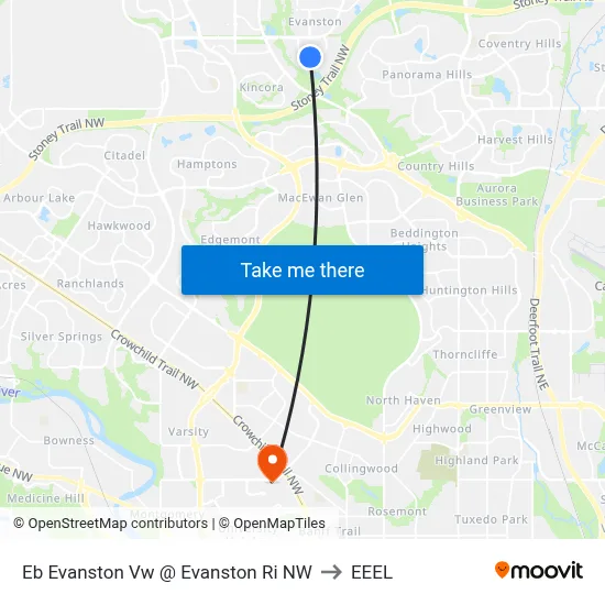 Eb Evanston Vw @ Evanston Ri NW to EEEL map