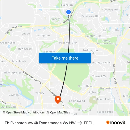 Eb Evanston Vw @ Evansmeade Wy NW to EEEL map