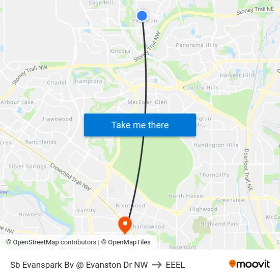 Sb Evanspark Bv @ Evanston Dr NW to EEEL map