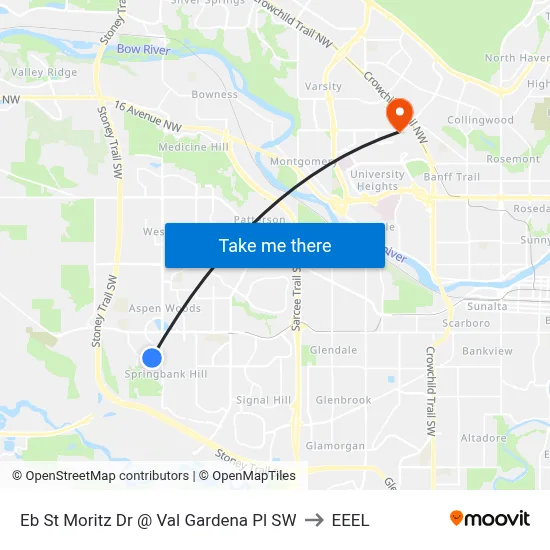 Eb St Moritz Dr @ Val Gardena Pl SW to EEEL map